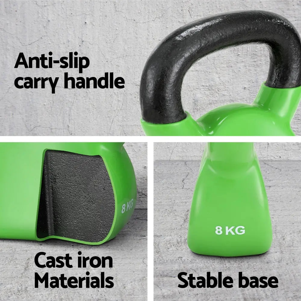 Everfit 8kg Kettlebell Set Weightlifting Bench Dumbbells Kettle Bell Gym Home Build Your Strength