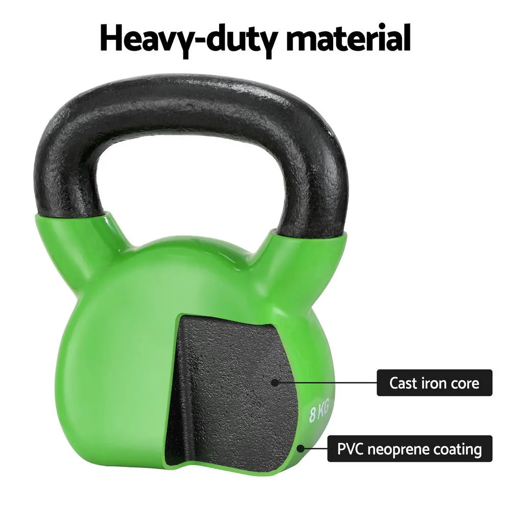 Everfit 8kg Kettlebell Set Weightlifting Bench Dumbbells Kettle Bell Gym Home Build Your Strength