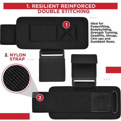 Pair Weight Lifting Hooks Straps Grip Wrist Wrap Support Powerlifting Deadlift Pull Up Build Your Strength
