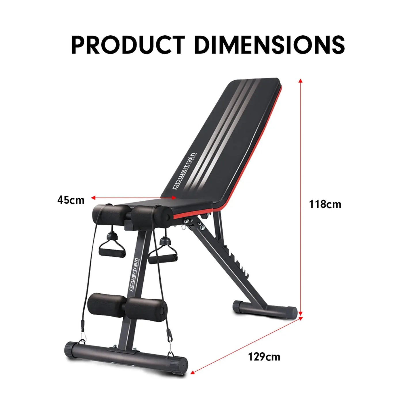 Powertrain Adjustable Incline Decline Exercise Bench Resistance Bands Build Your Strength