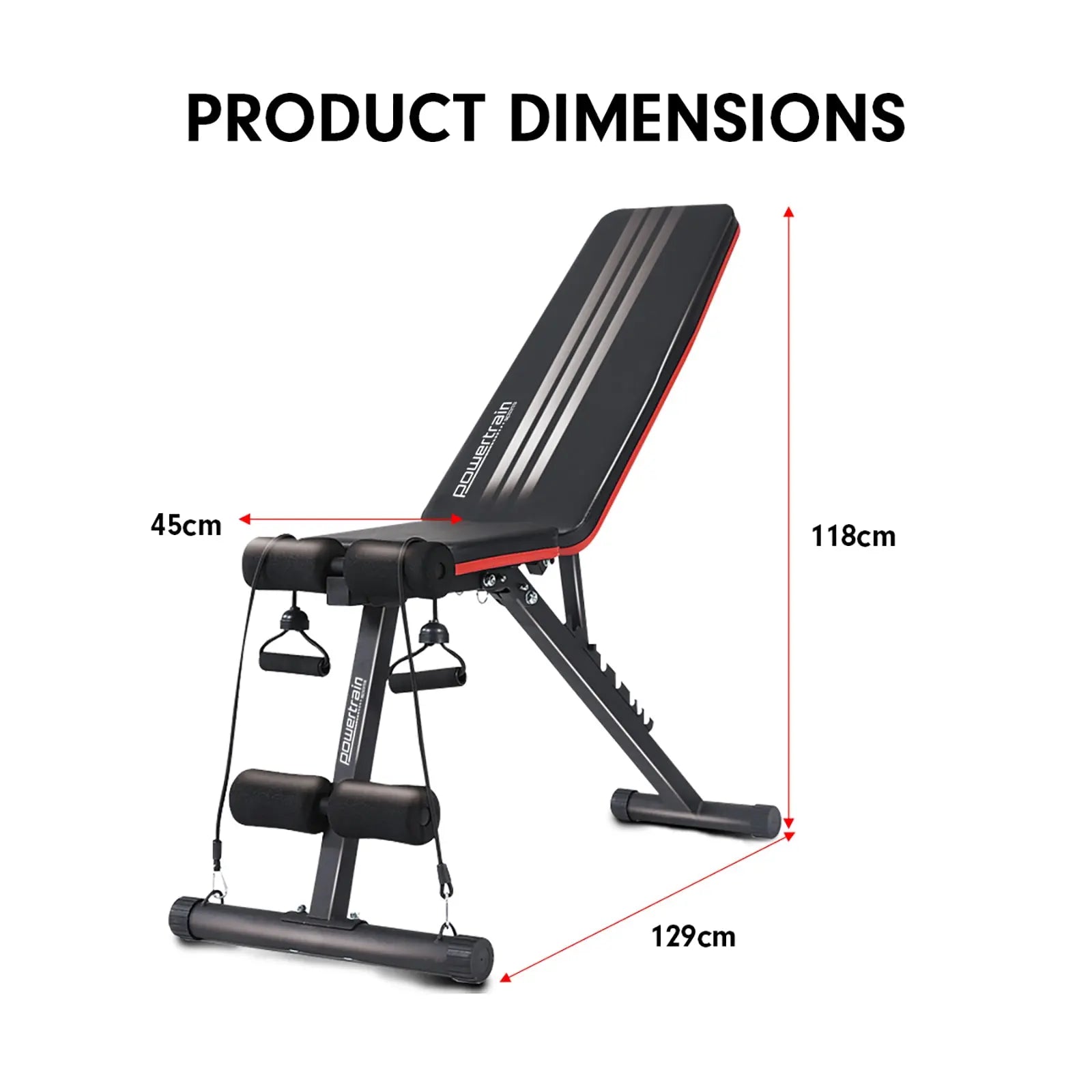 Powertrain Adjustable Incline Decline Exercise Bench Resistance Bands Build Your Strength