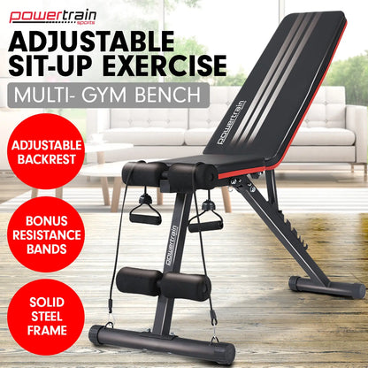 Powertrain Adjustable Incline Decline Exercise Bench Resistance Bands Build Your Strength