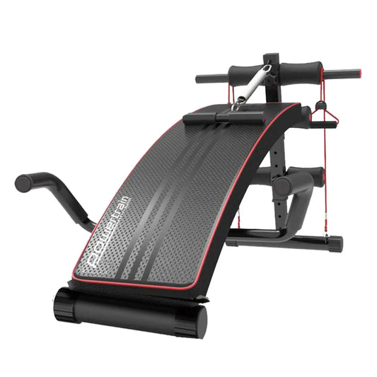 Powertrain Incline Sit-Up Bench with Resistance Bands and Rowing Bar Build Your Strength