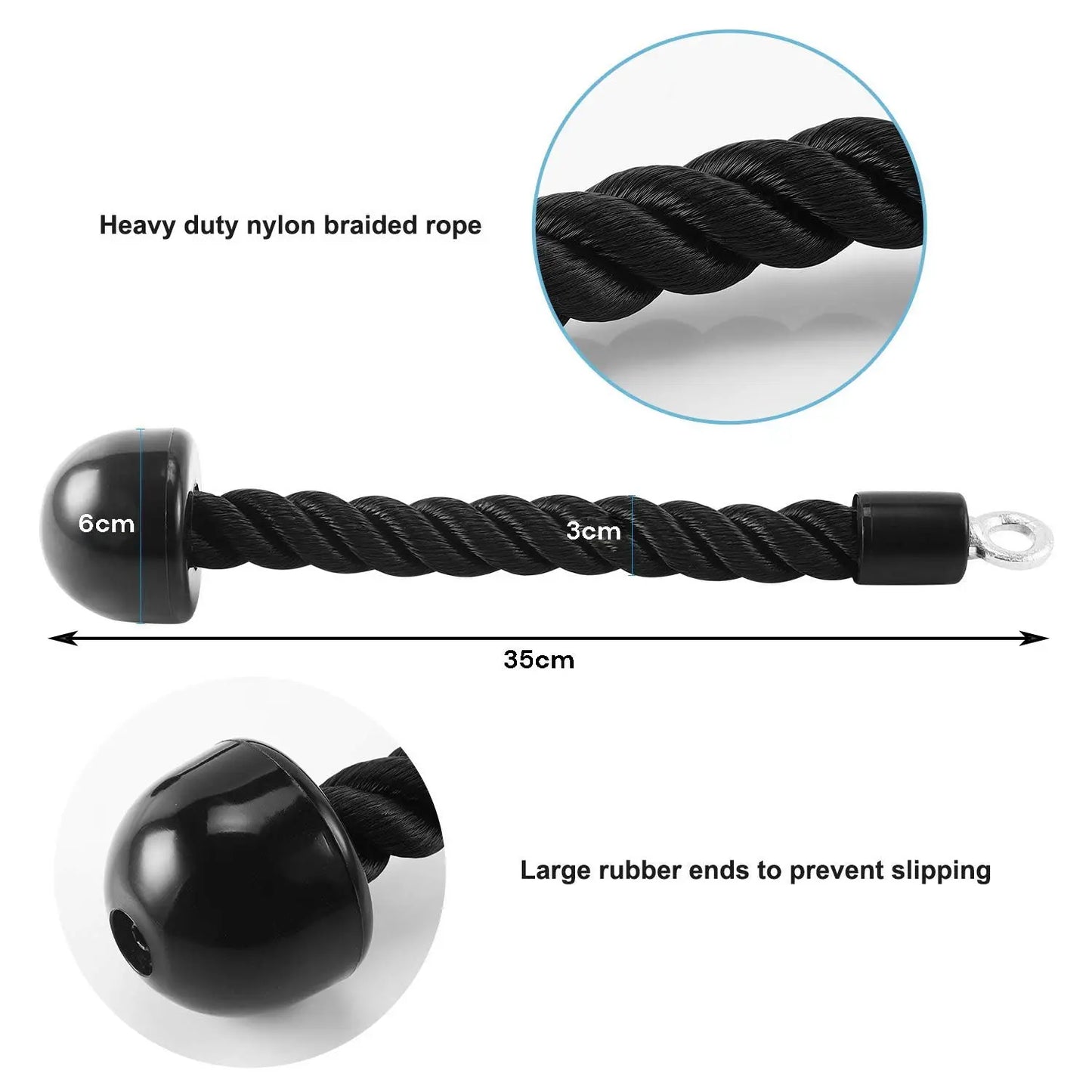 Single Grip Tricep PullDown Rope Cable Attachment Pull Down Rope Tricep Rope Pully Build Your Strength