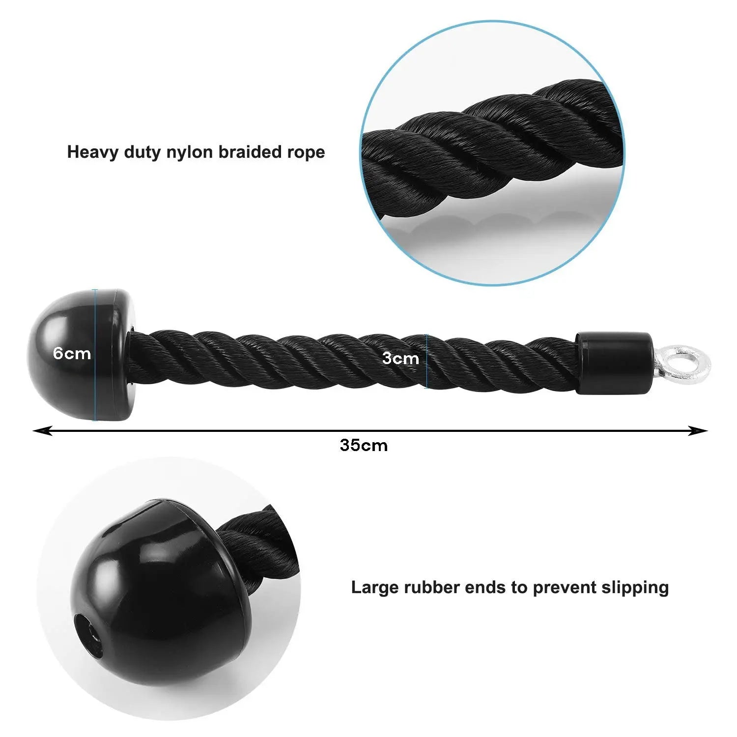 Single Grip Tricep PullDown Rope Cable Attachment Pull Down Rope Tricep Rope Pully Build Your Strength
